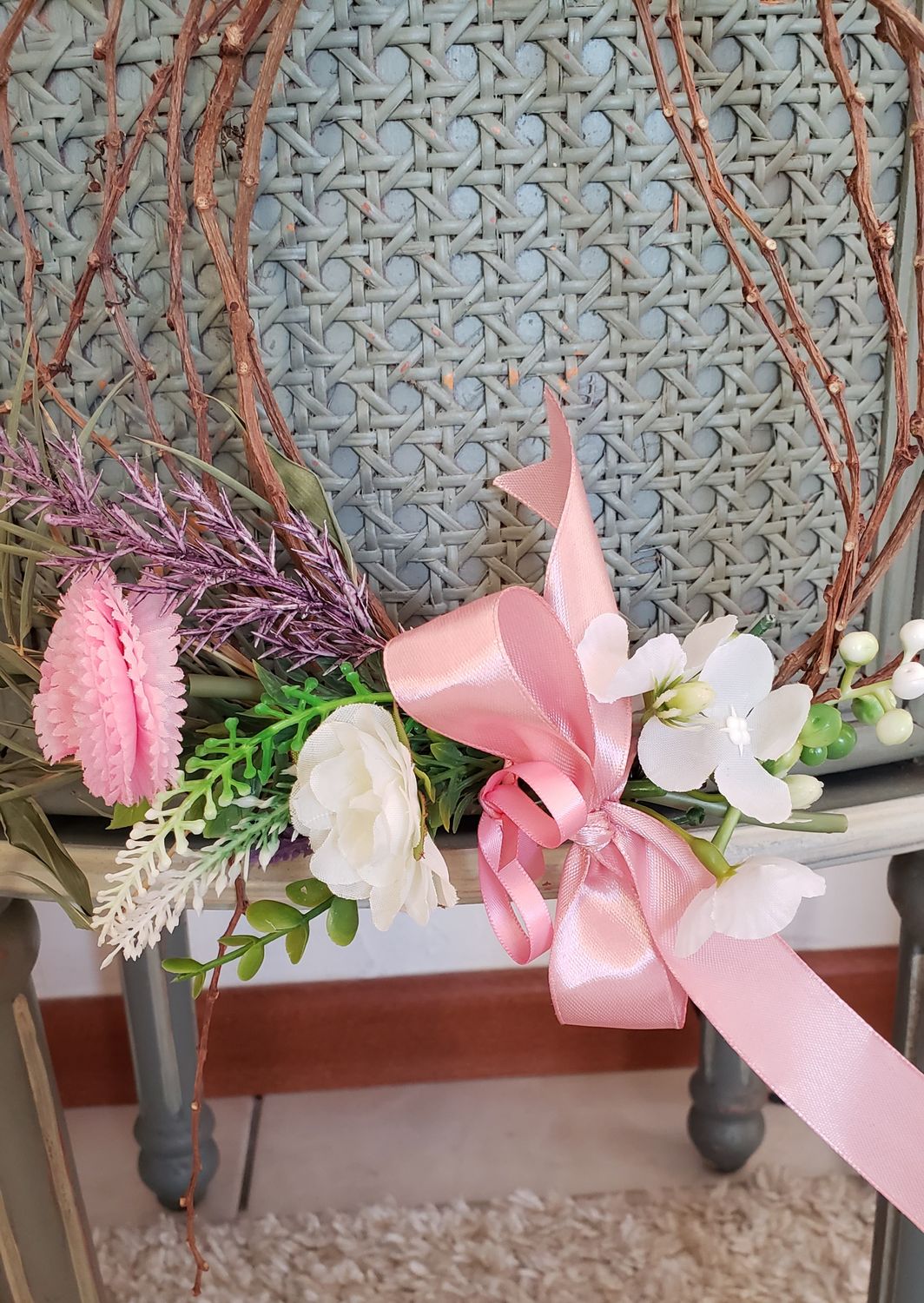 Couronne fraicheur douce – vue 4 – création faite main, Fleur et Chuchotement