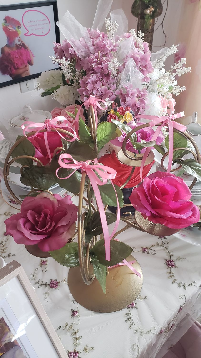 Bougeoir de table fleuri – vue 3 – création faite main, Fleur et Chuchotement