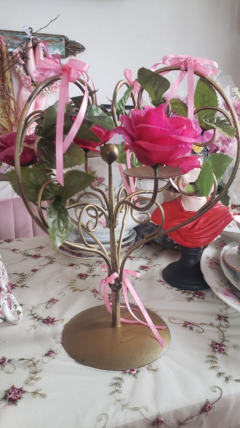 Bougeoir de table fleuri – vue 4 – création faite main, Fleur et Chuchotement