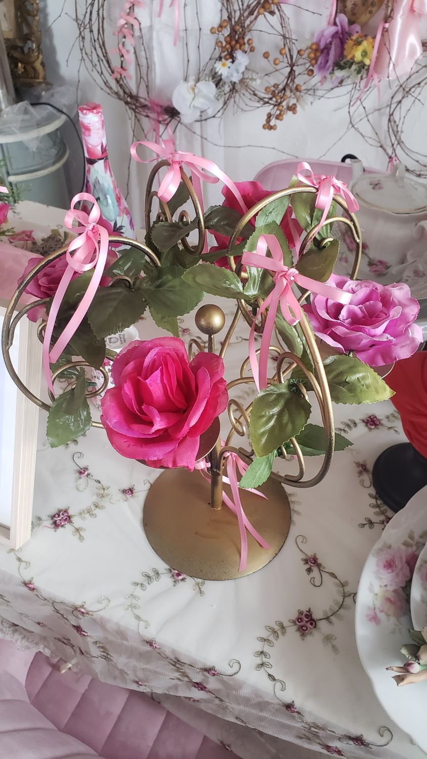 Bougeoir de table fleuri – vue 2 – création faite main, Fleur et Chuchotement