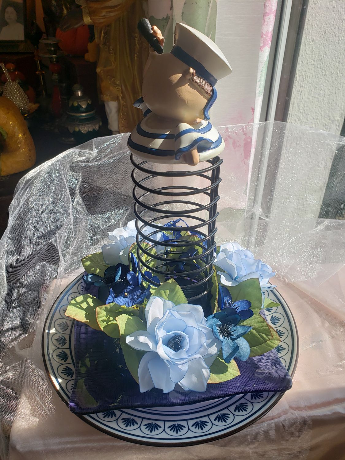 Matelot aux fleurs bleues – vue 4 – création faite main, Fleur et Chuchotement