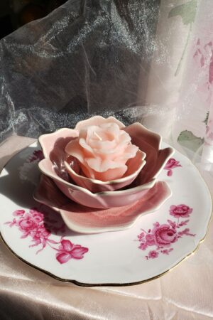 Coupelles roses en trio – création faite main, Fleur et Chuchotement