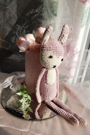 Plumier lapinou rose au crochet – création faite main, Fleur et Chuchotement