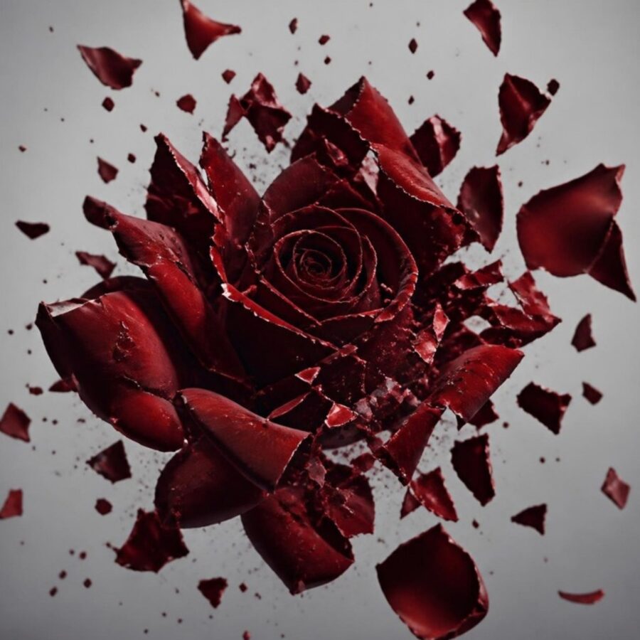 Rose pourpre qui éclate en pétales