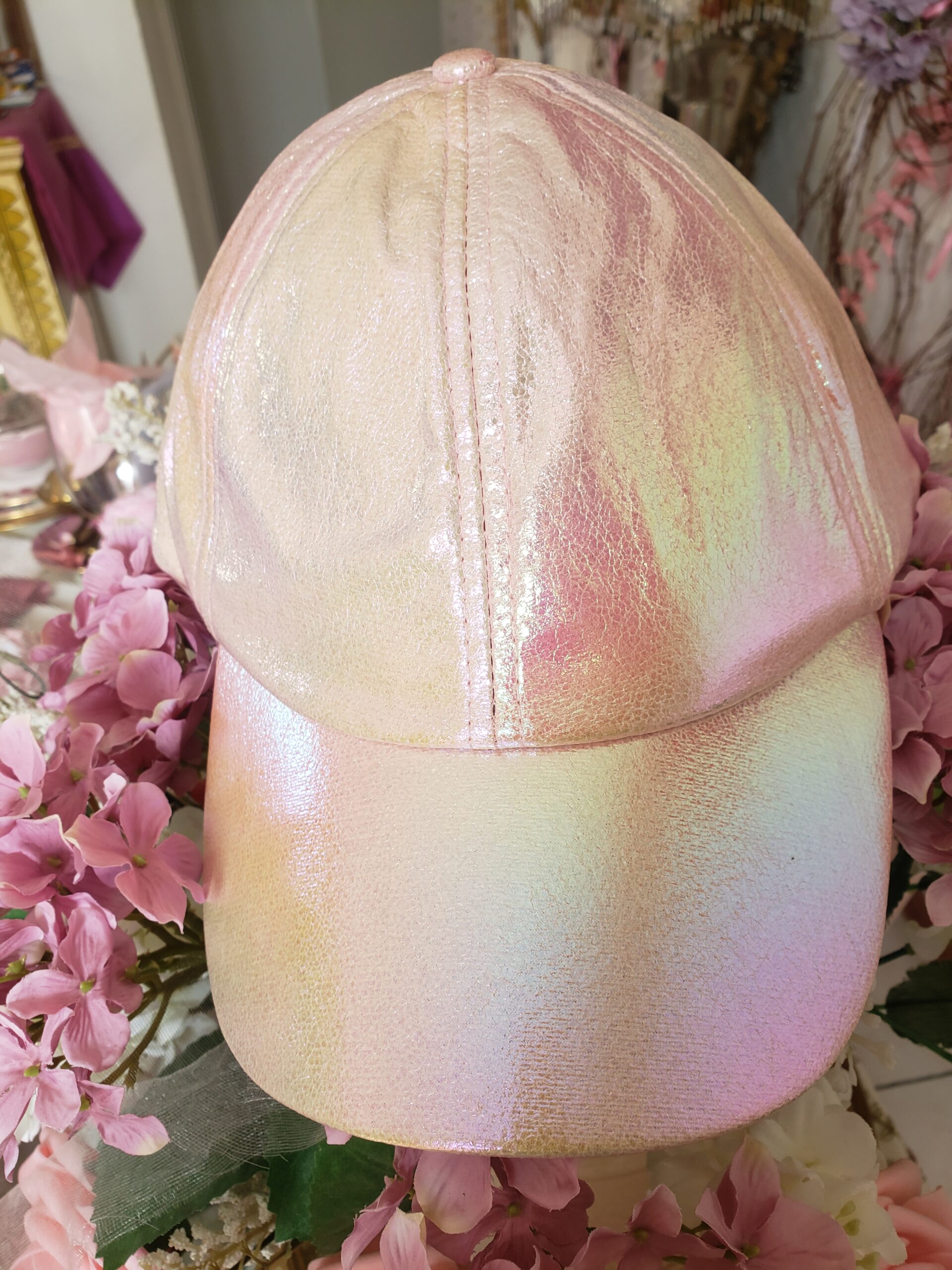 Réf. 74) - CASQUETTE F et C - ROSE Perlé BRILLANT TOP – Image 3