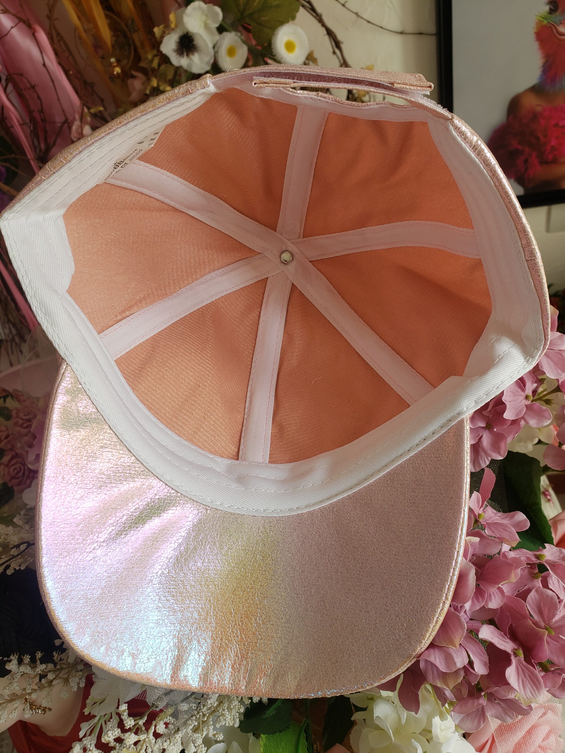 Réf. 74) - CASQUETTE F et C - ROSE Perlé BRILLANT TOP – Image 7